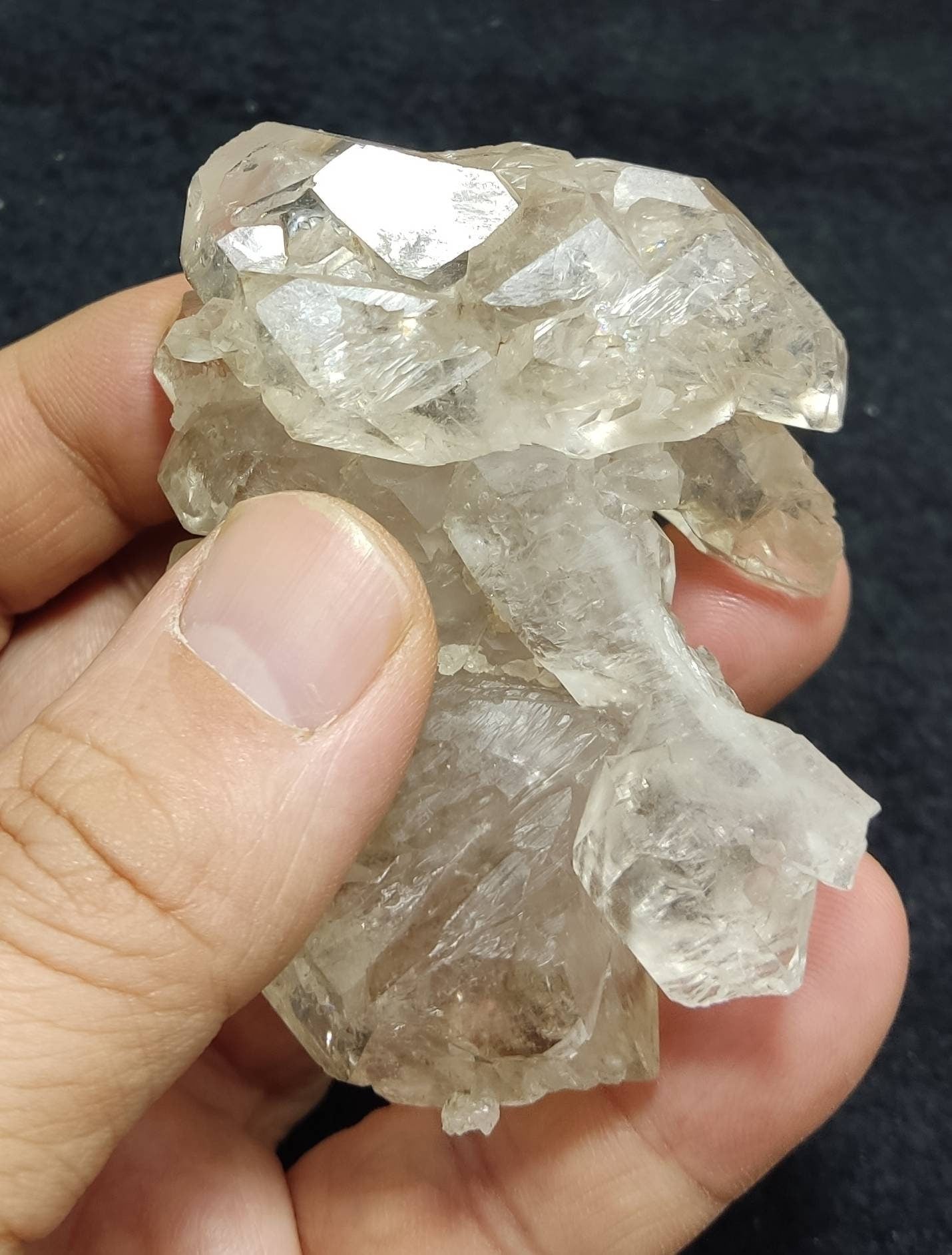 Skeletal light smoky quartz crystal cluster 124 grams