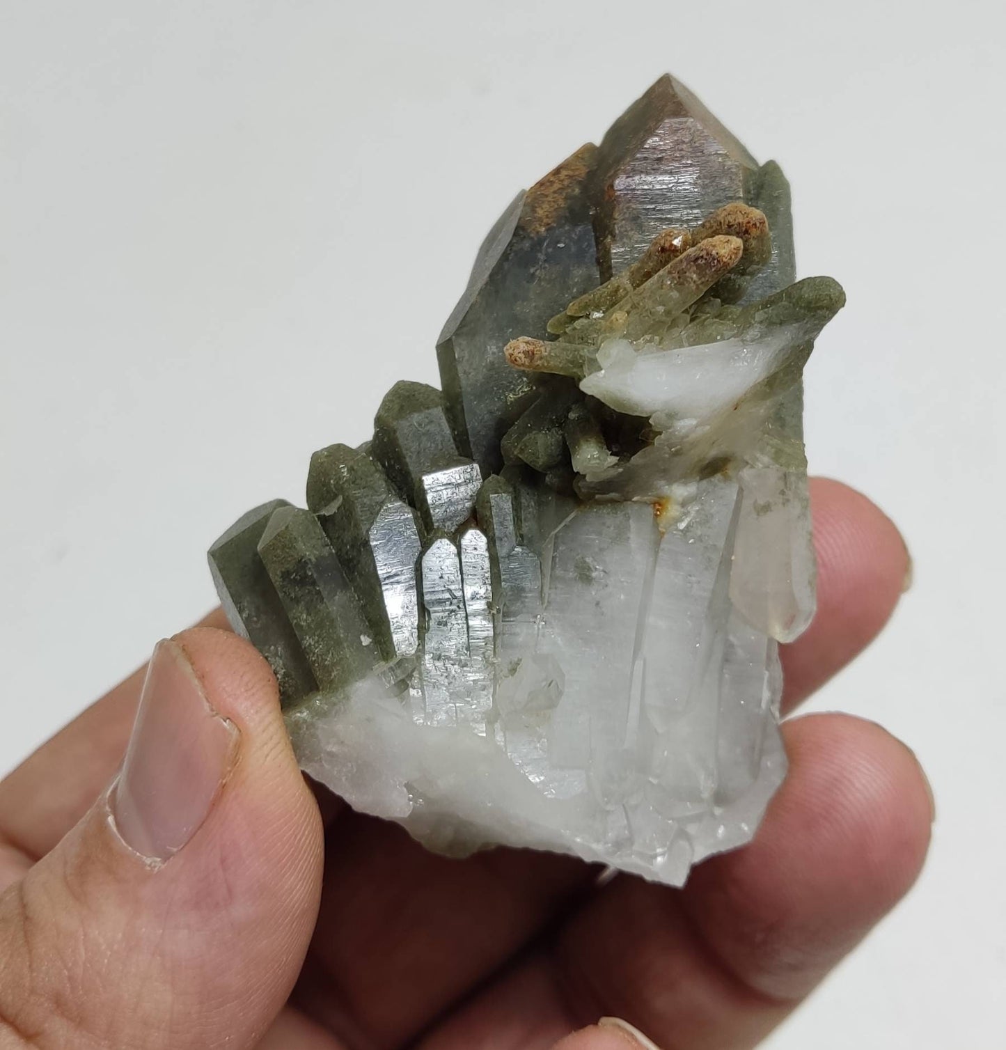 An Aesthetic Natural cluster of beautifully terminated Chlorite Quartz 78 gram