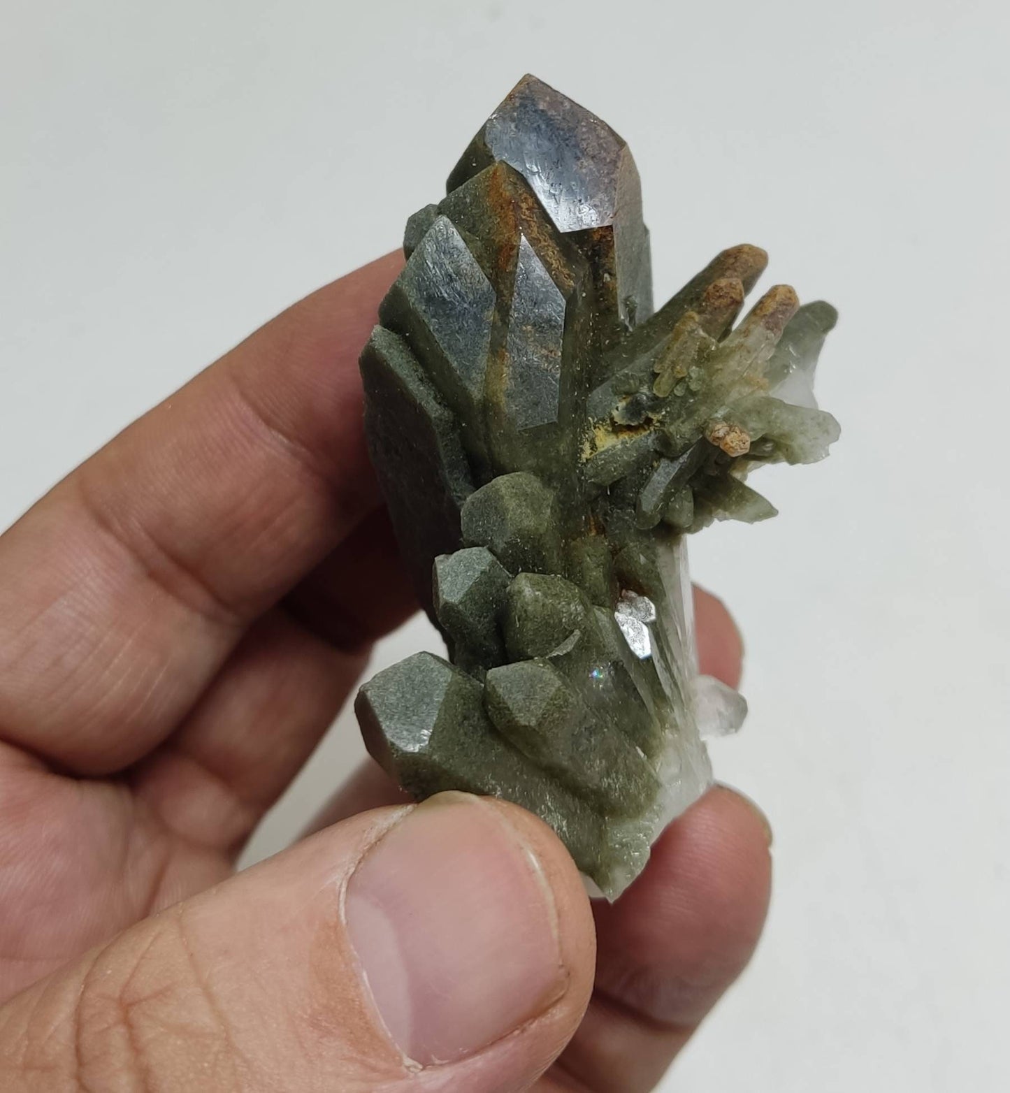 An Aesthetic Natural cluster of beautifully terminated Chlorite Quartz 78 gram