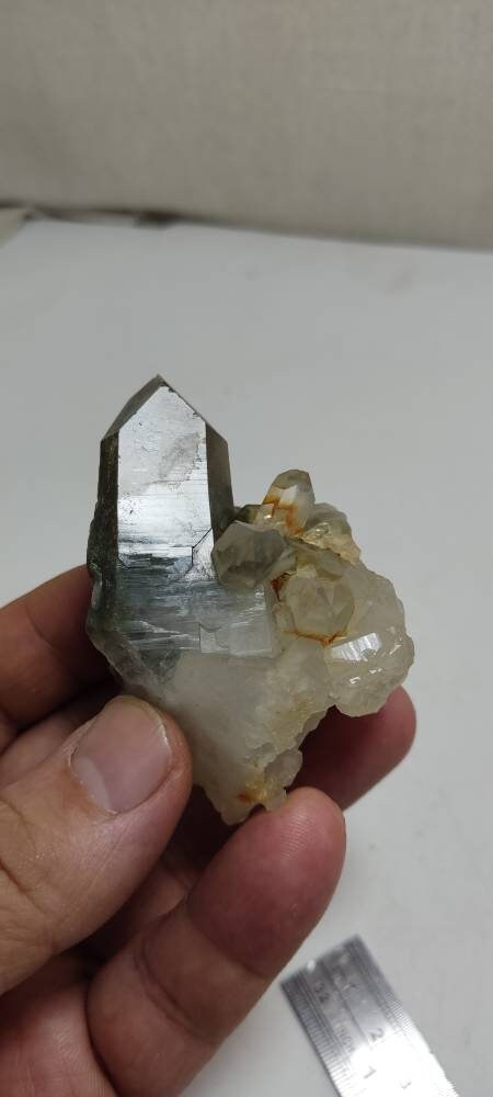 An Aesthetic Natural specimen of beautifully terminated Chlorite Quartz 104 gram