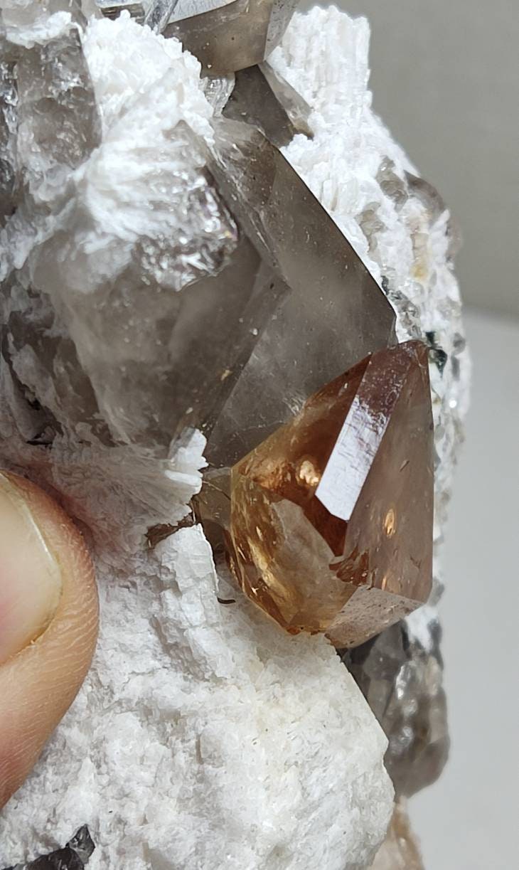 An amazing Specimen of terminated peach color Topaz crystal on matrix 677 grams