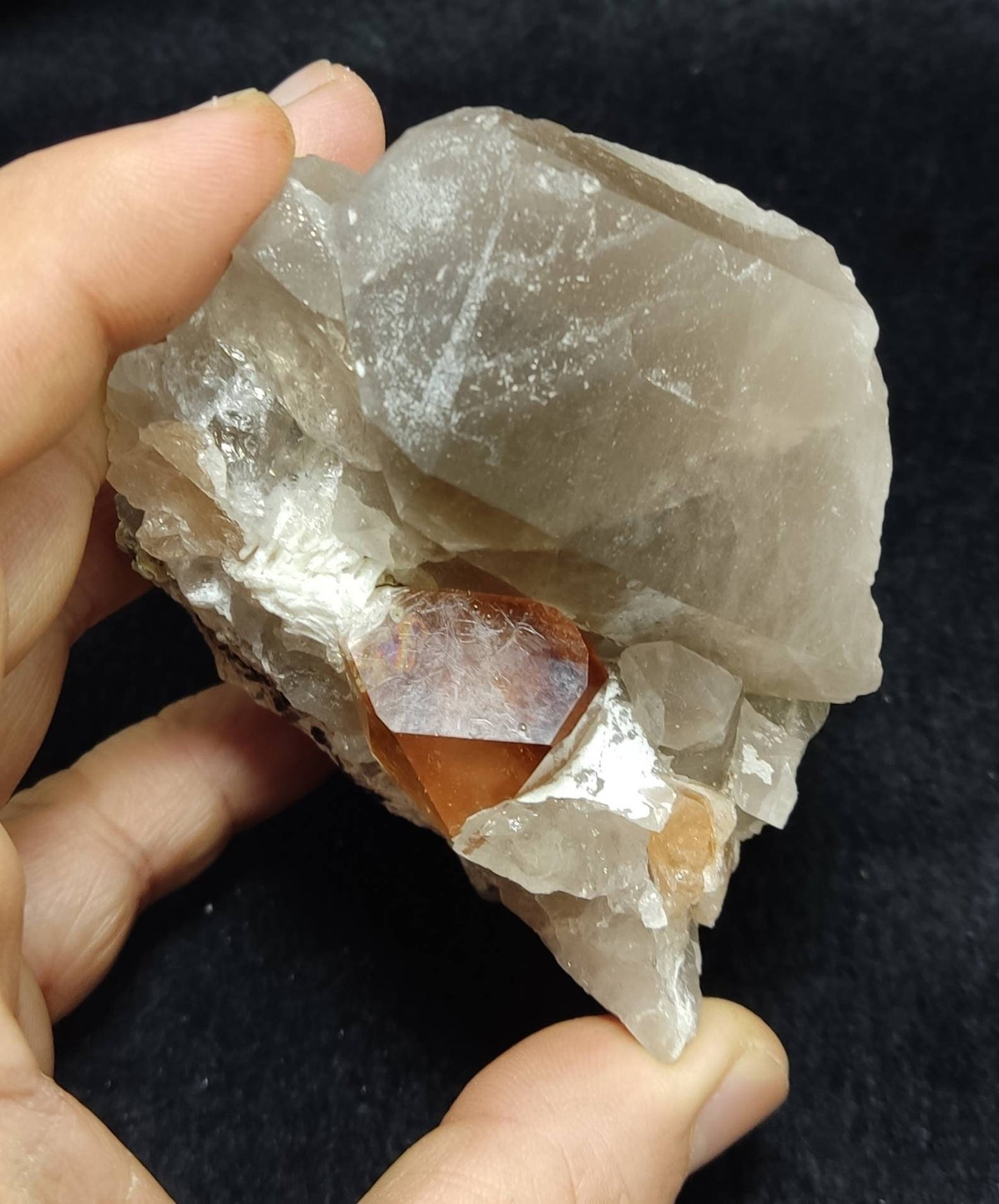 Peach color Topaz crystal on matrix 400 grams