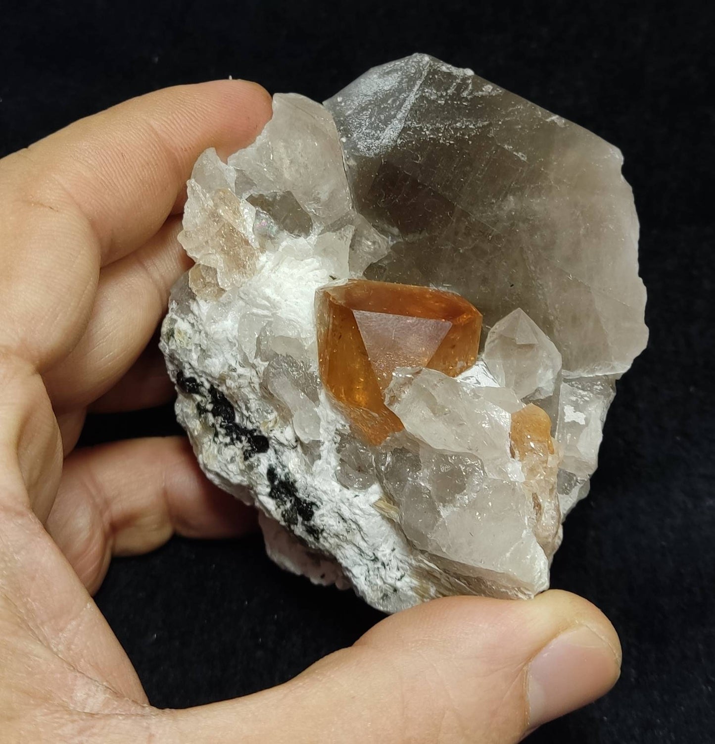 Peach color Topaz crystal on matrix 400 grams