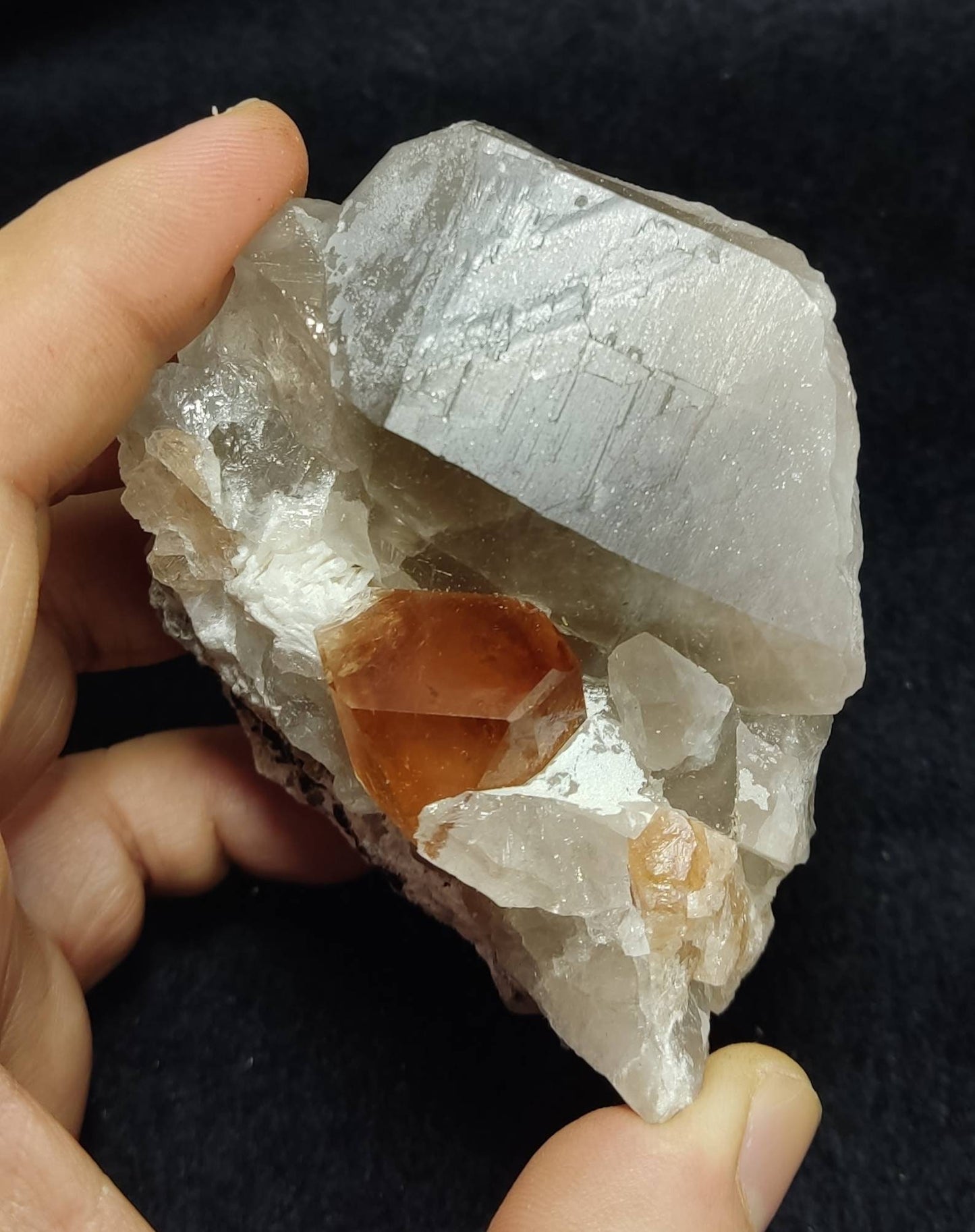 Peach color Topaz crystal on matrix 400 grams