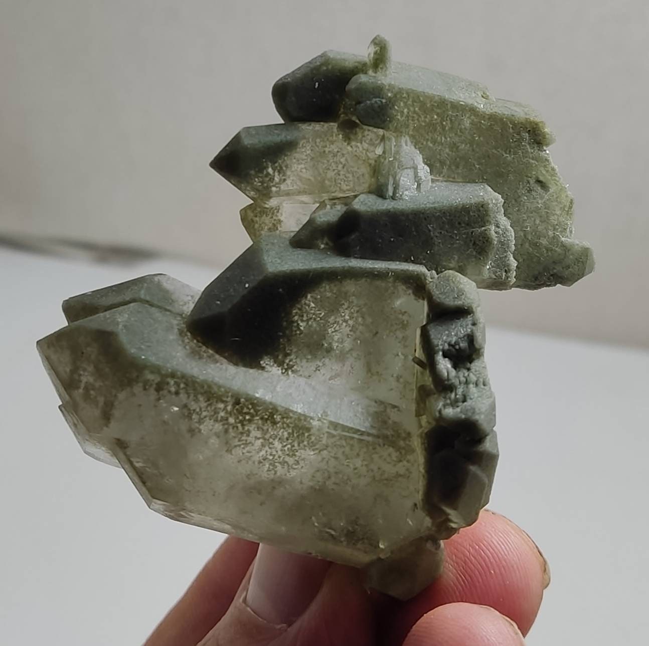 An Aesthetic Natural cluster of beautifully terminated Chlorite Quartz 92 gram