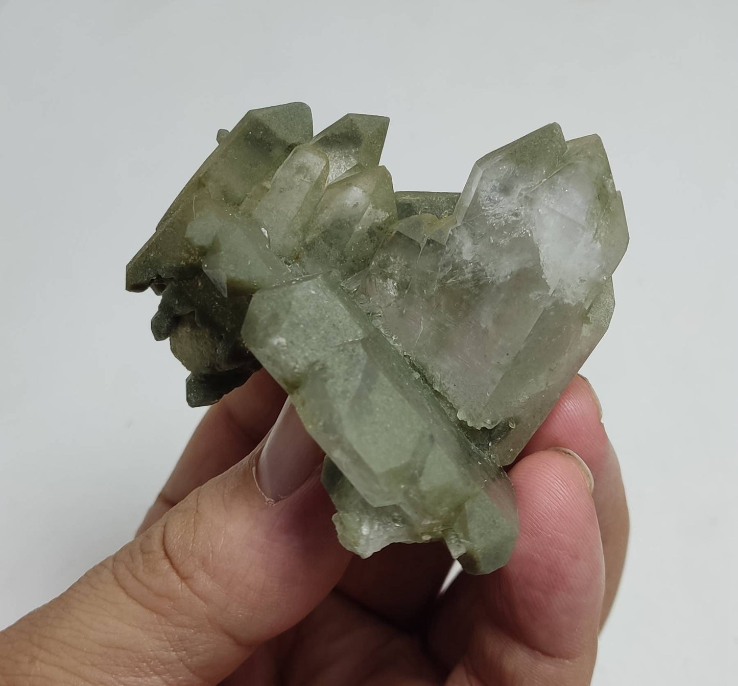 An Aesthetic Natural cluster of beautifully terminated Chlorite Quartz 92 gram