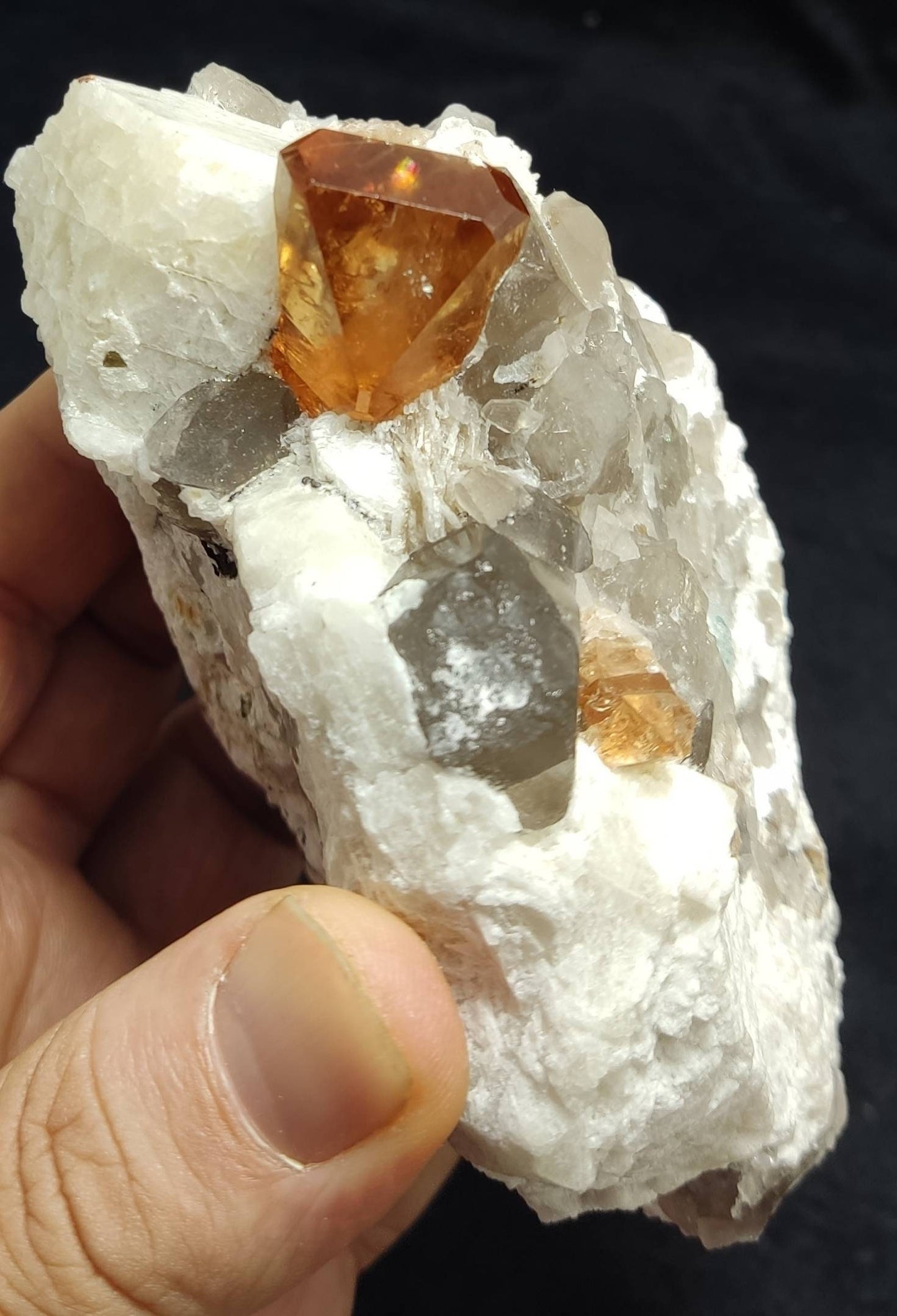 Terminated peach color Topaz crystal on matrix 576 grams