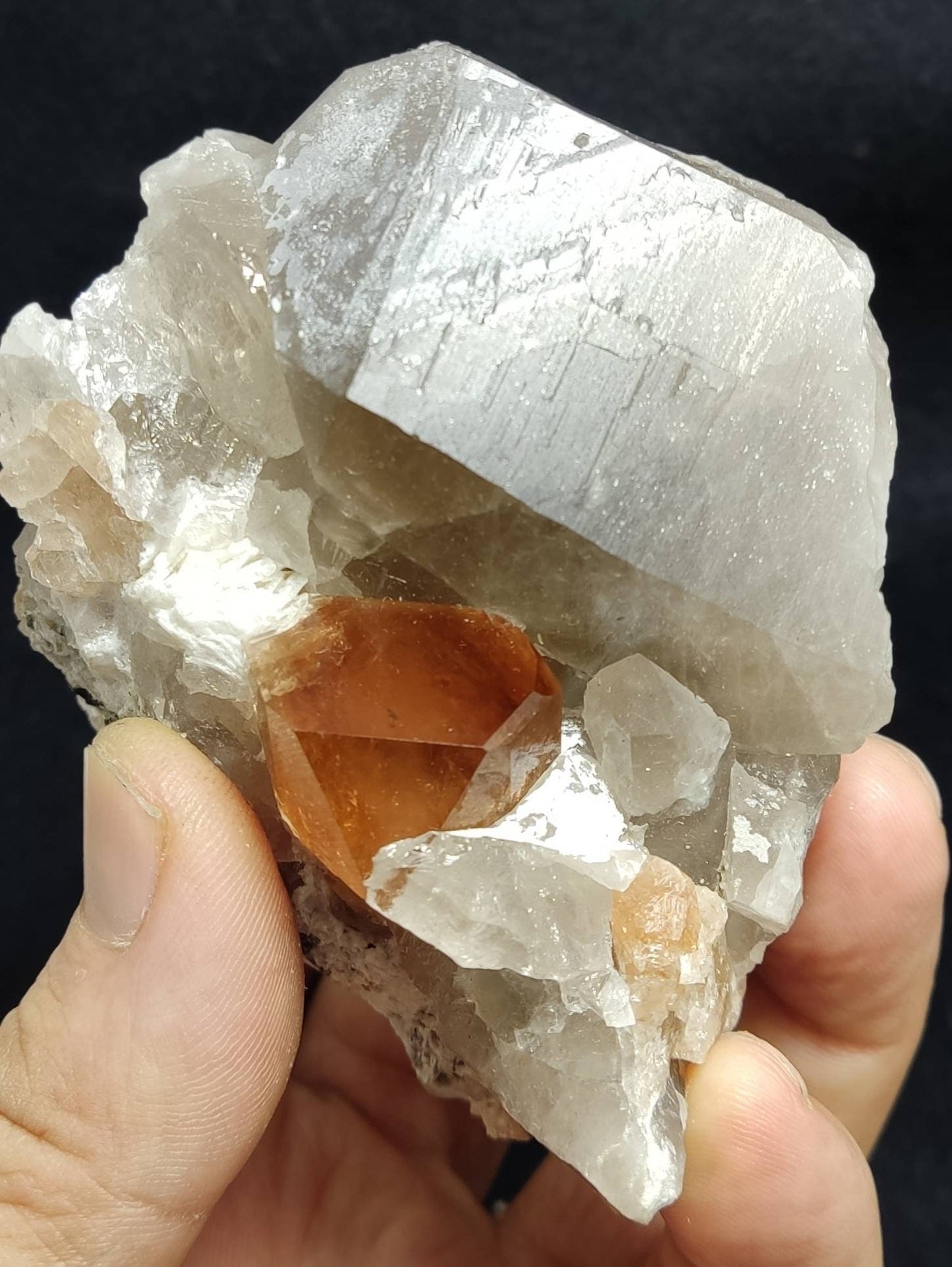 Peach color Topaz crystal on matrix 400 grams