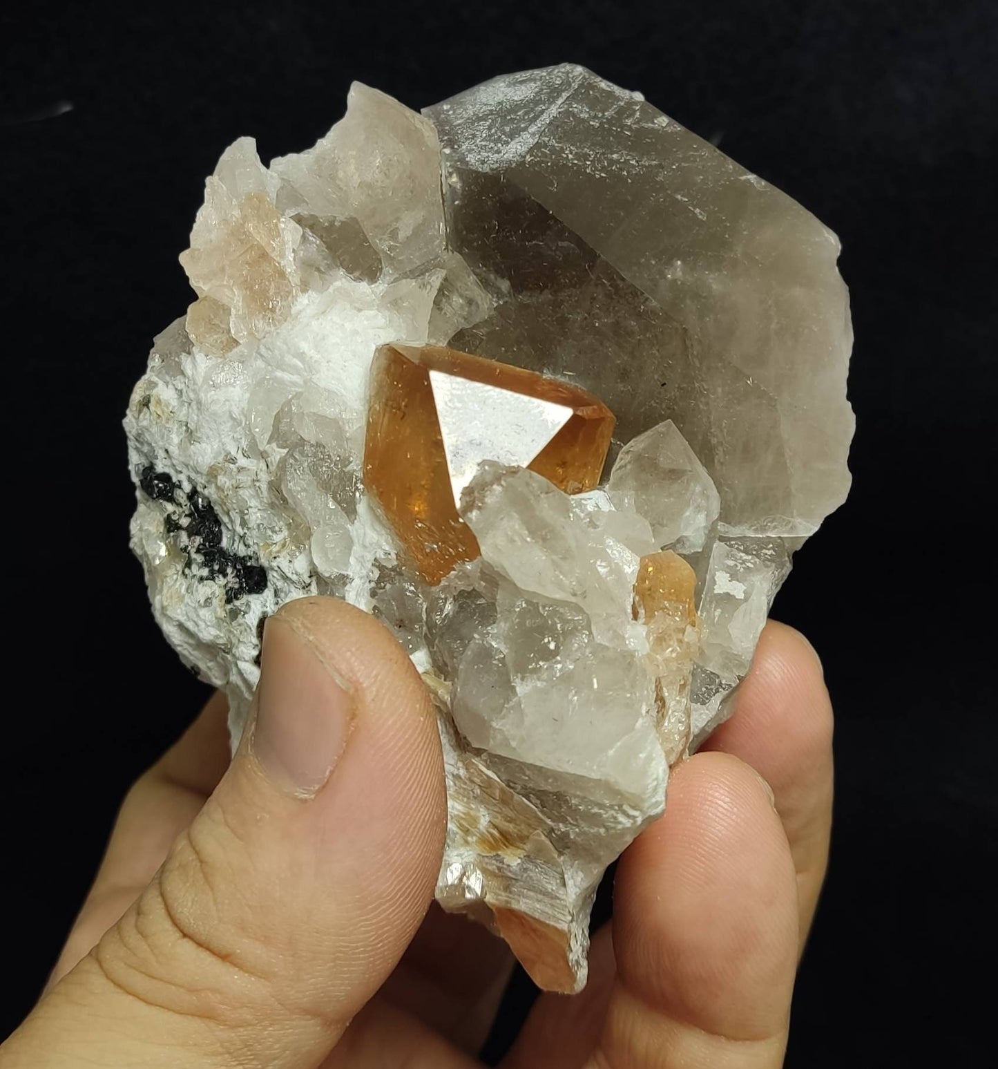 Peach color Topaz crystal on matrix 400 grams