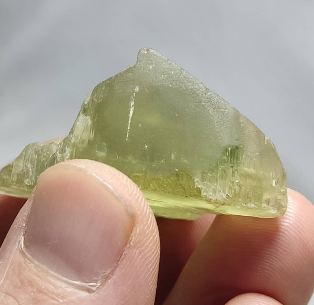 Green crystal specimen of spodumene variety triphane 34 grams