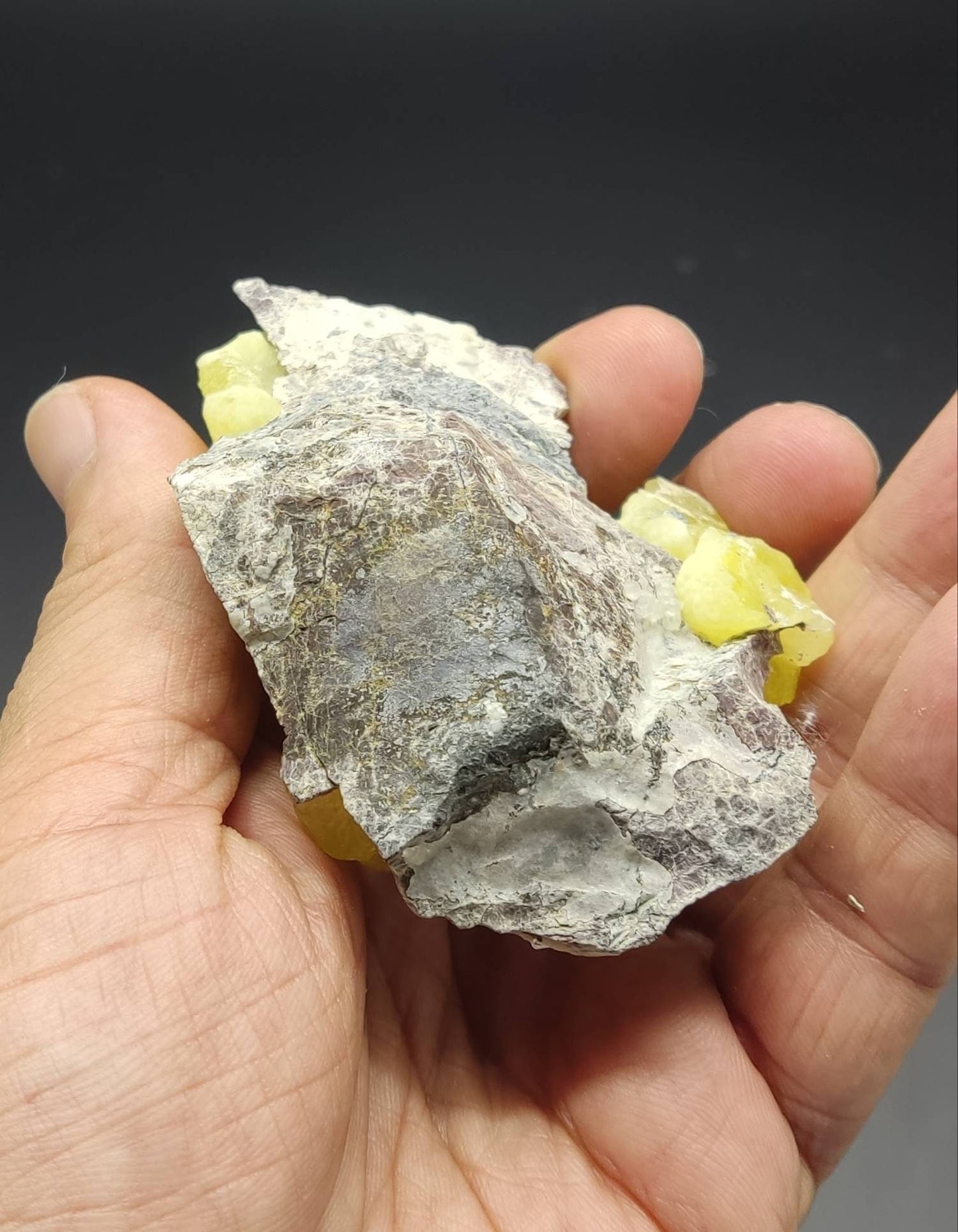 Natural yellow color Brucite on matrix 138 grams