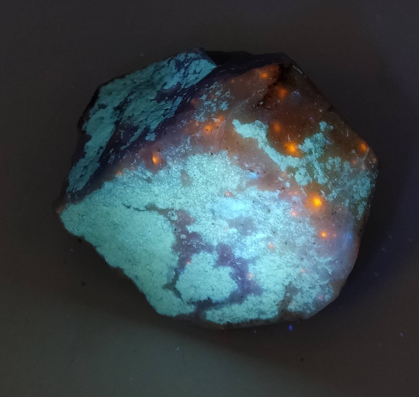 An amazing specimen of UV reactive Fluorescent Hackmanite crystal 170 grams