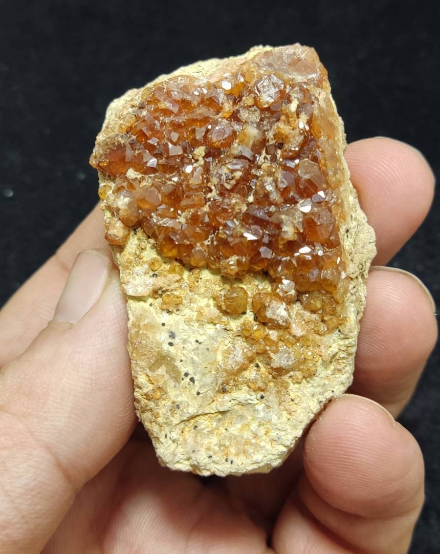 Single beautiful double sided Hessonite Garnet clusters on matrix 76 grams