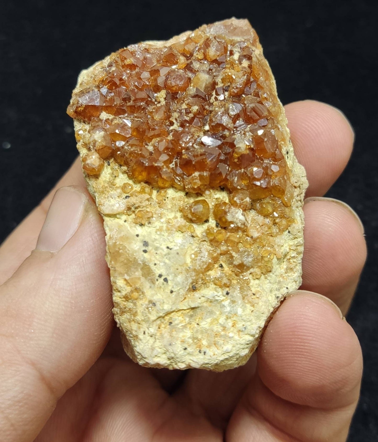 Single beautiful double sided Hessonite Garnet clusters on matrix 76 grams
