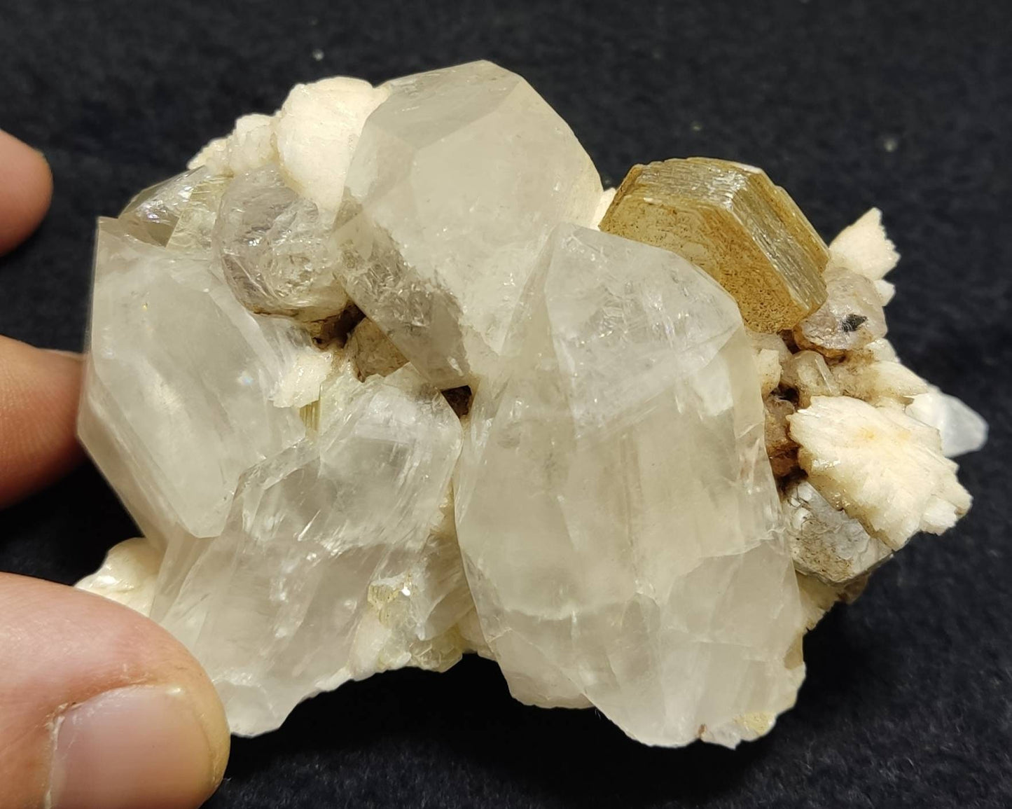 An aesthetic combo Specimen of feldspar muscovite, quartz and apatite 194 grams