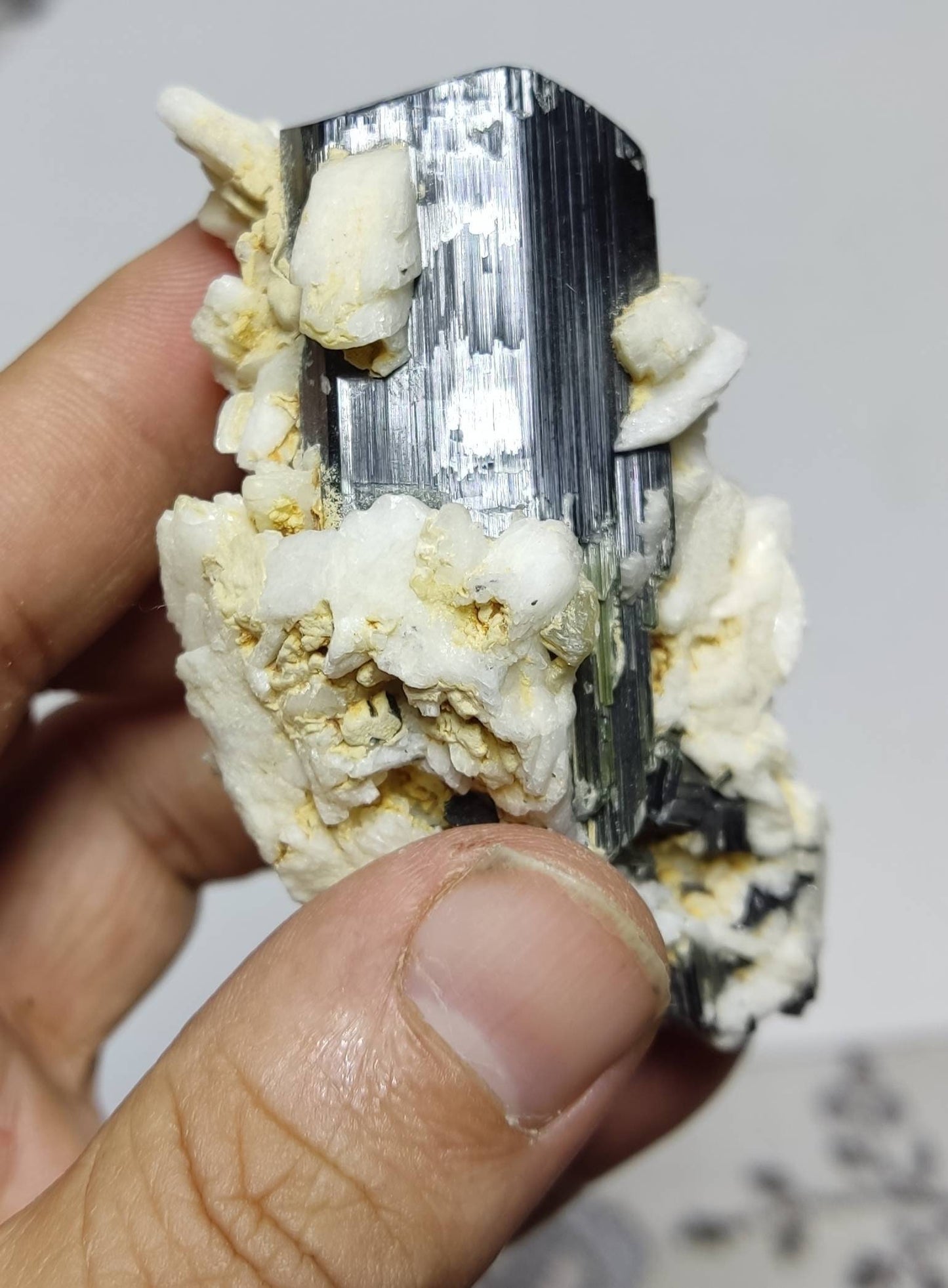 An Aesthetic specimen of Natural Tourmaline crystal with Albite and some muscovite 126 grams