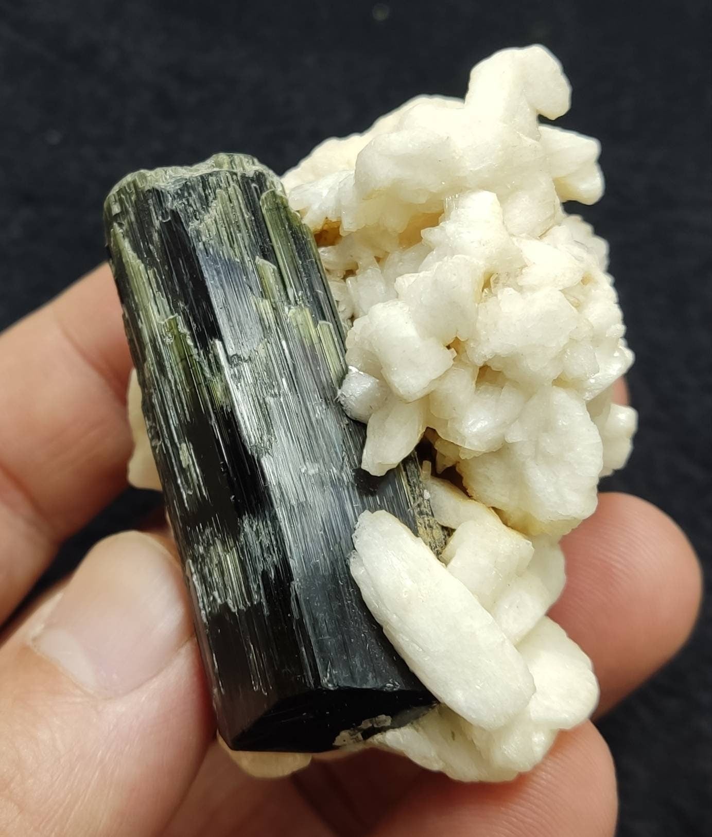 An Aesthetic Natural Tourmaline crystal with Albite 104 grams