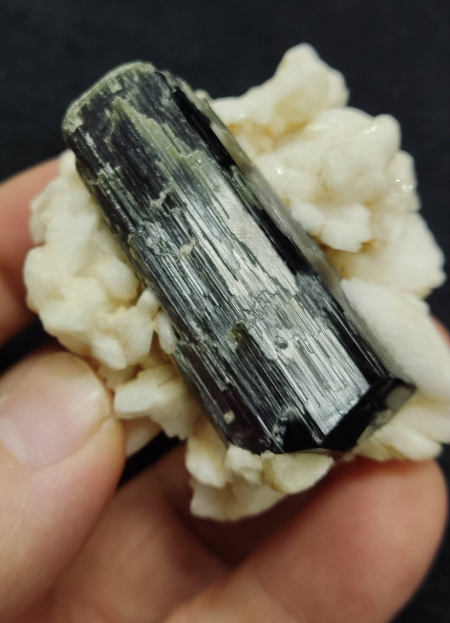 An Aesthetic Natural Tourmaline crystal with Albite 104 grams