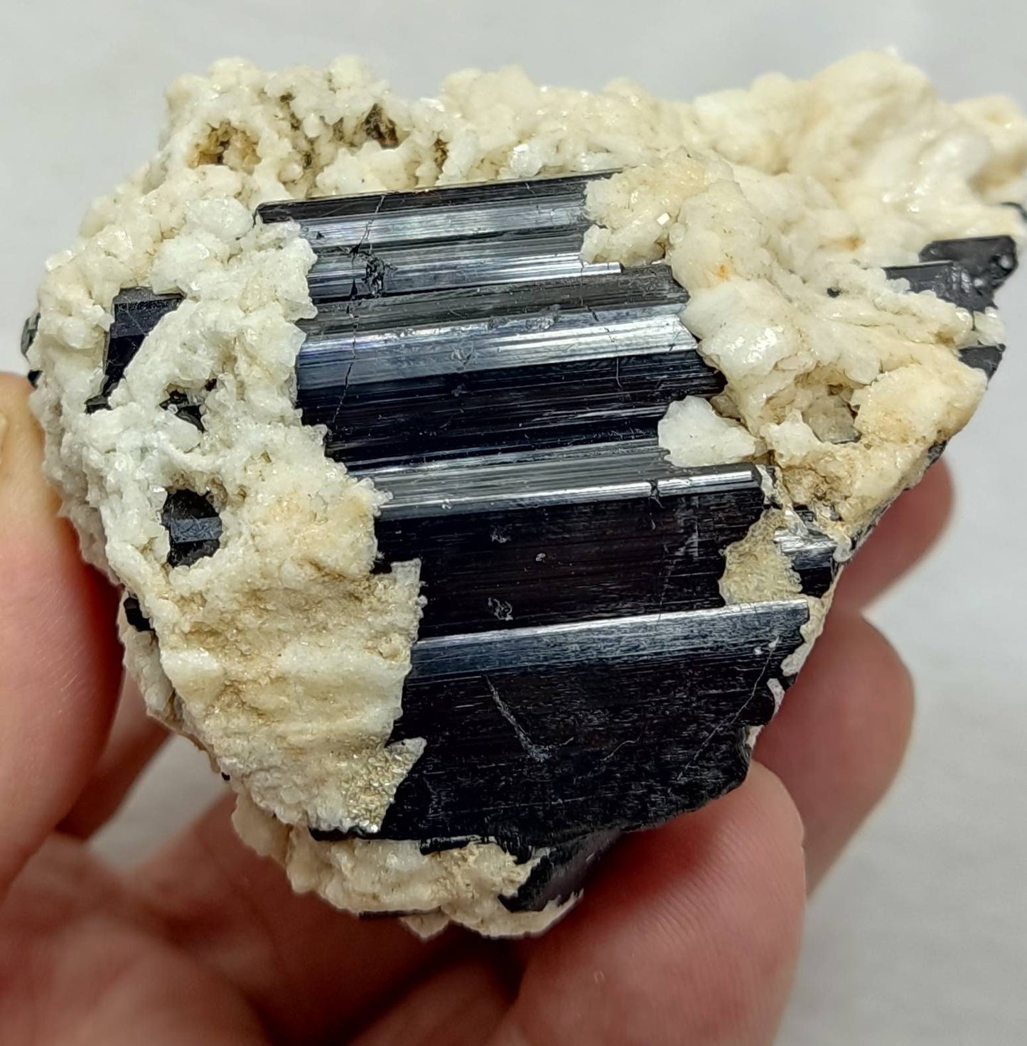An Aesthetic Natural Tourmaline crystals specimen with Albite 362 grams