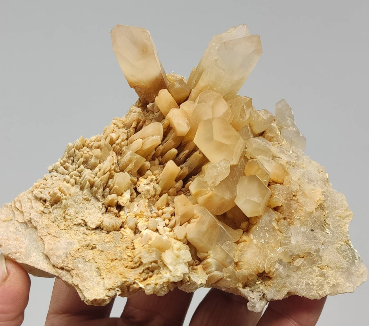 An amazing Aesthetic Natural Specimen of Terminated Quartz cluster having amphibole inclusions 362 grams