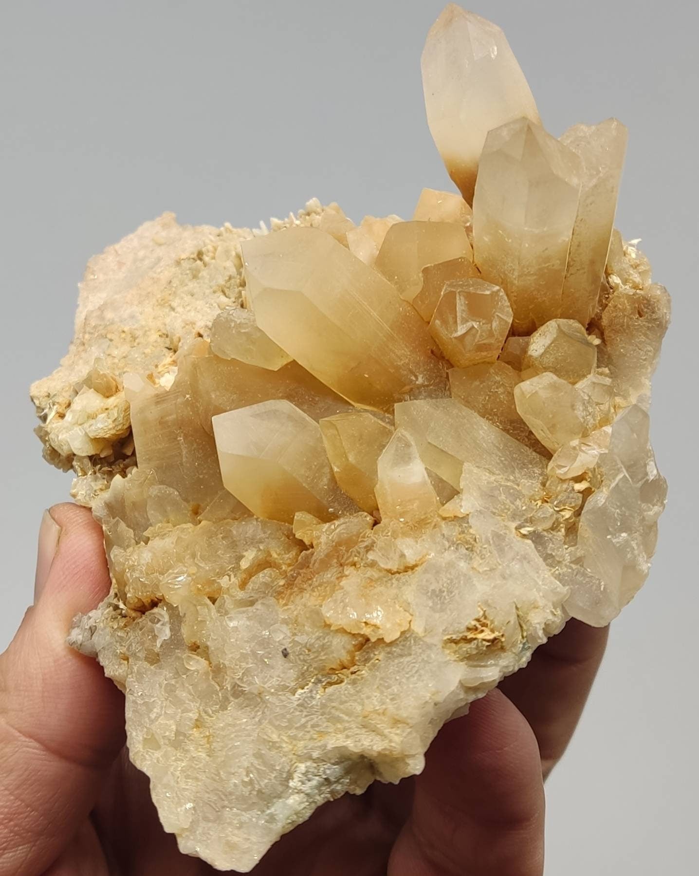 An amazing Aesthetic Natural Specimen of Terminated Quartz cluster having amphibole inclusions 362 grams