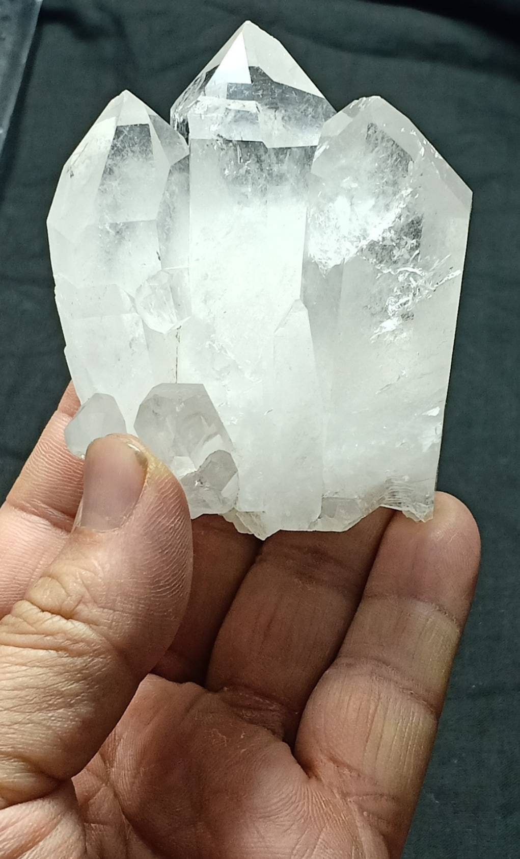 An amazing specimen of clear Terminated Quartz Crystals cluster 250 grams