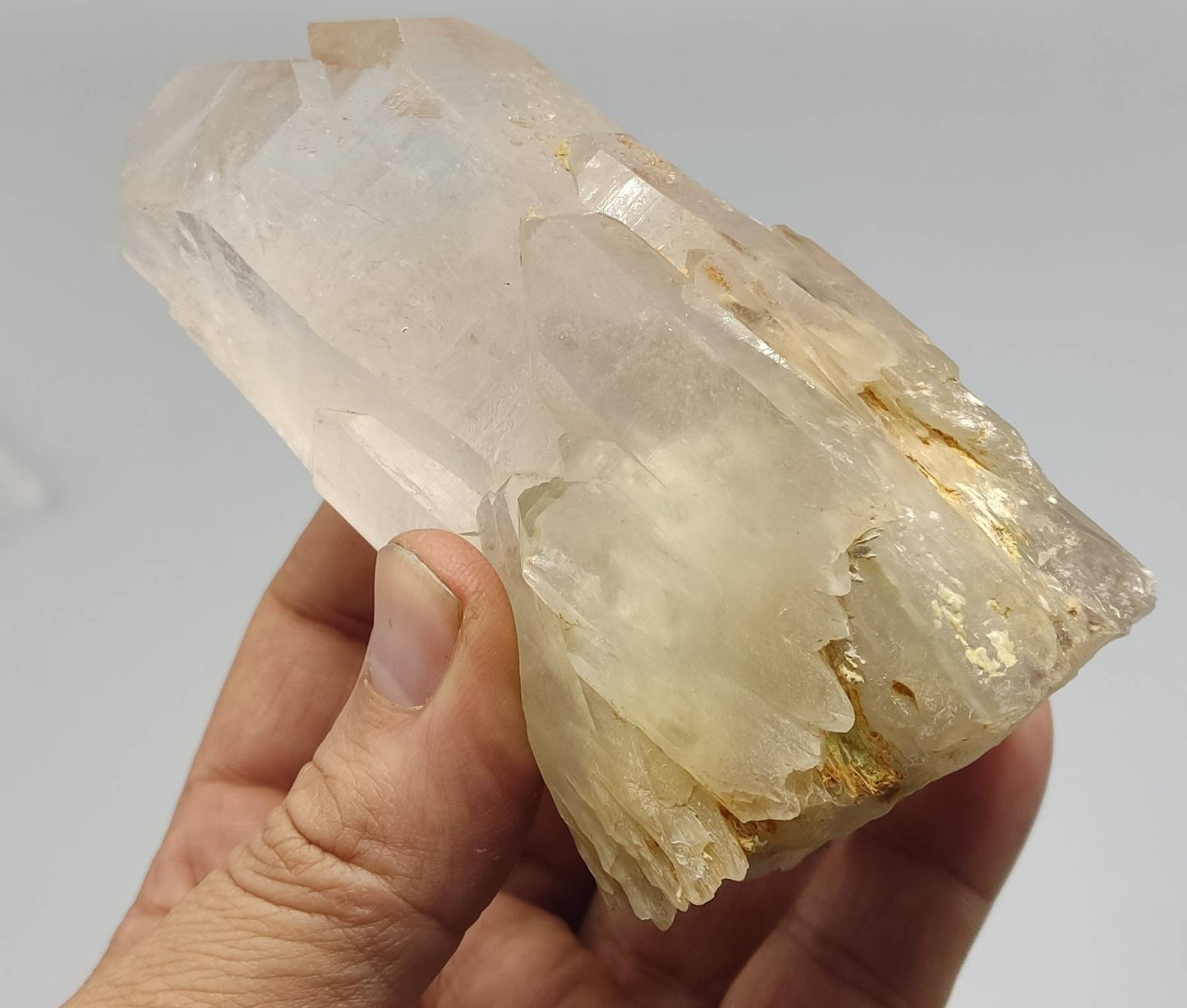 Terminated Quartz crystal having amphibole inclusions 413 grams