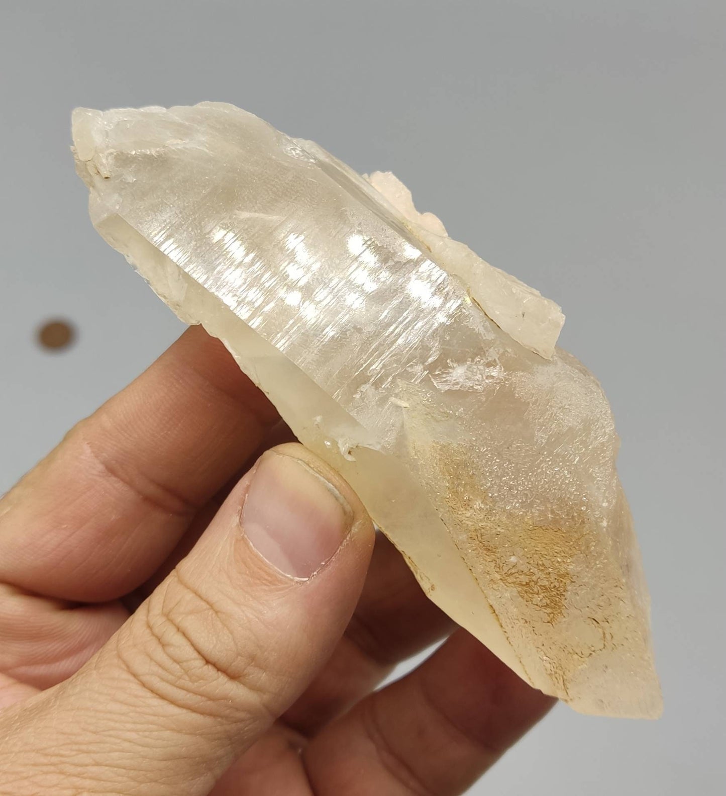 Natural Terminated Quartz crystal having amphibole inclusions 137 grams