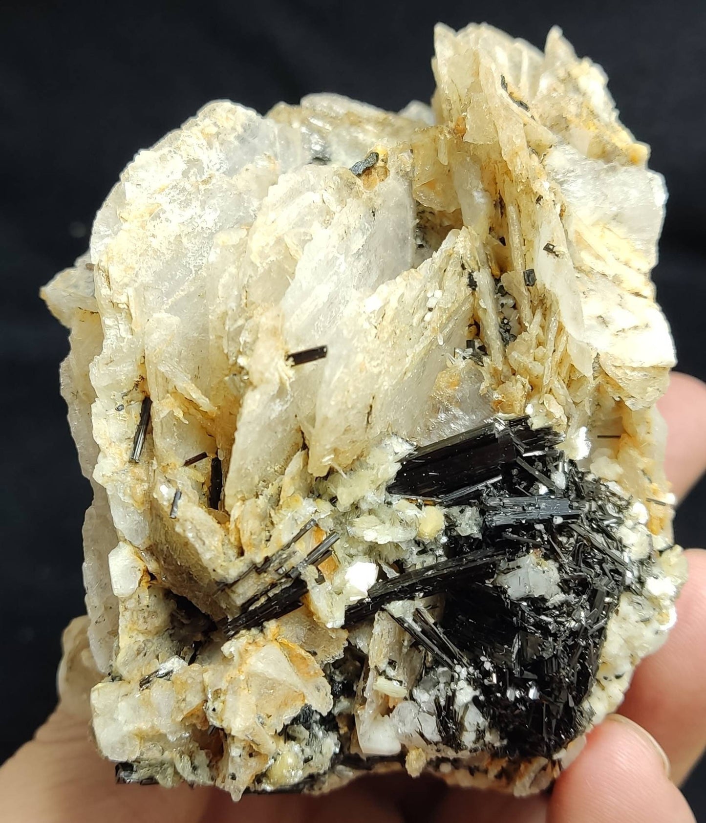 Terminated specimen of calcite with tourmaline 520 grams