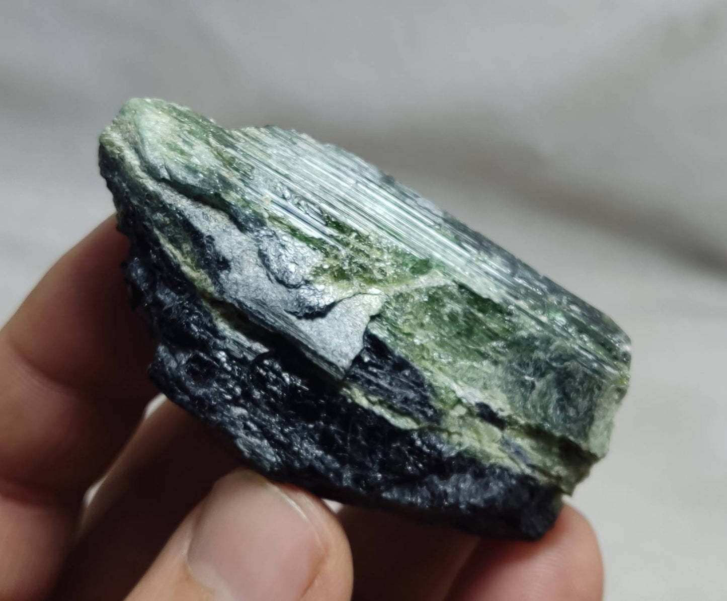 Dark green and black color Tourmaline crystal specimen 69 grams