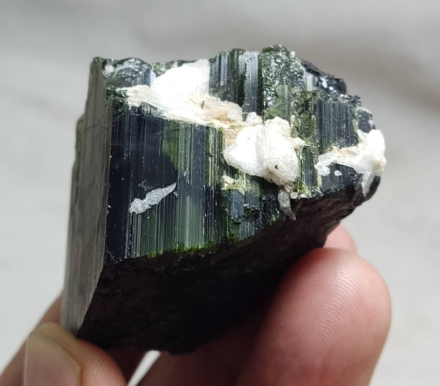 Dark green color Tourmaline crystal specimen 128 grams