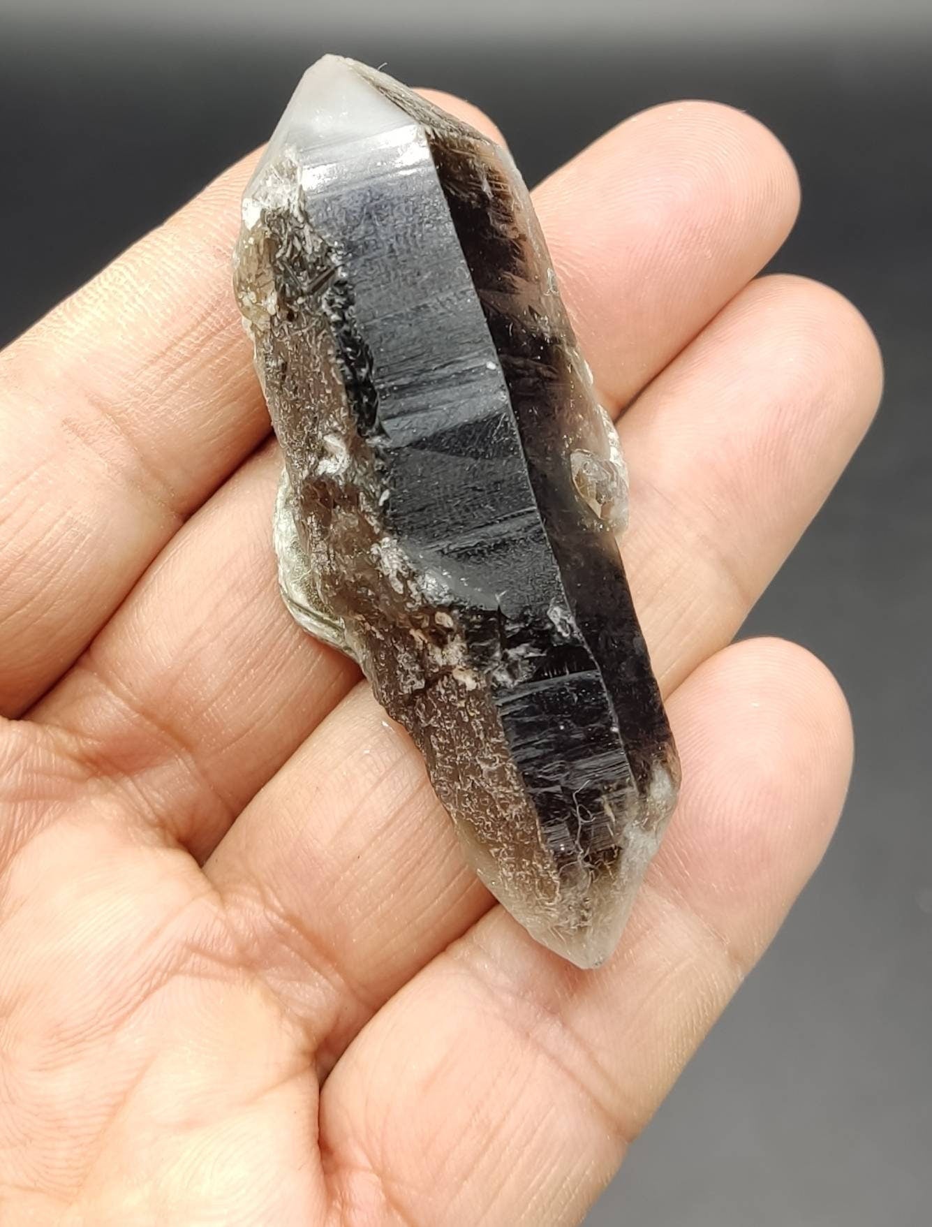 An amazing Beautiful double terminated specimen of smoky quartz crystal 51 grams