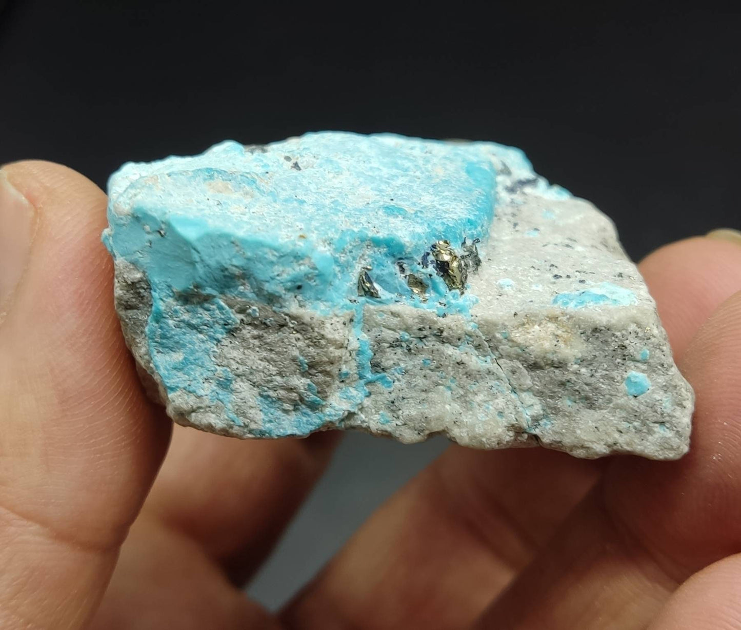 Natural turquoise in matrix with some pyrite 115 grams