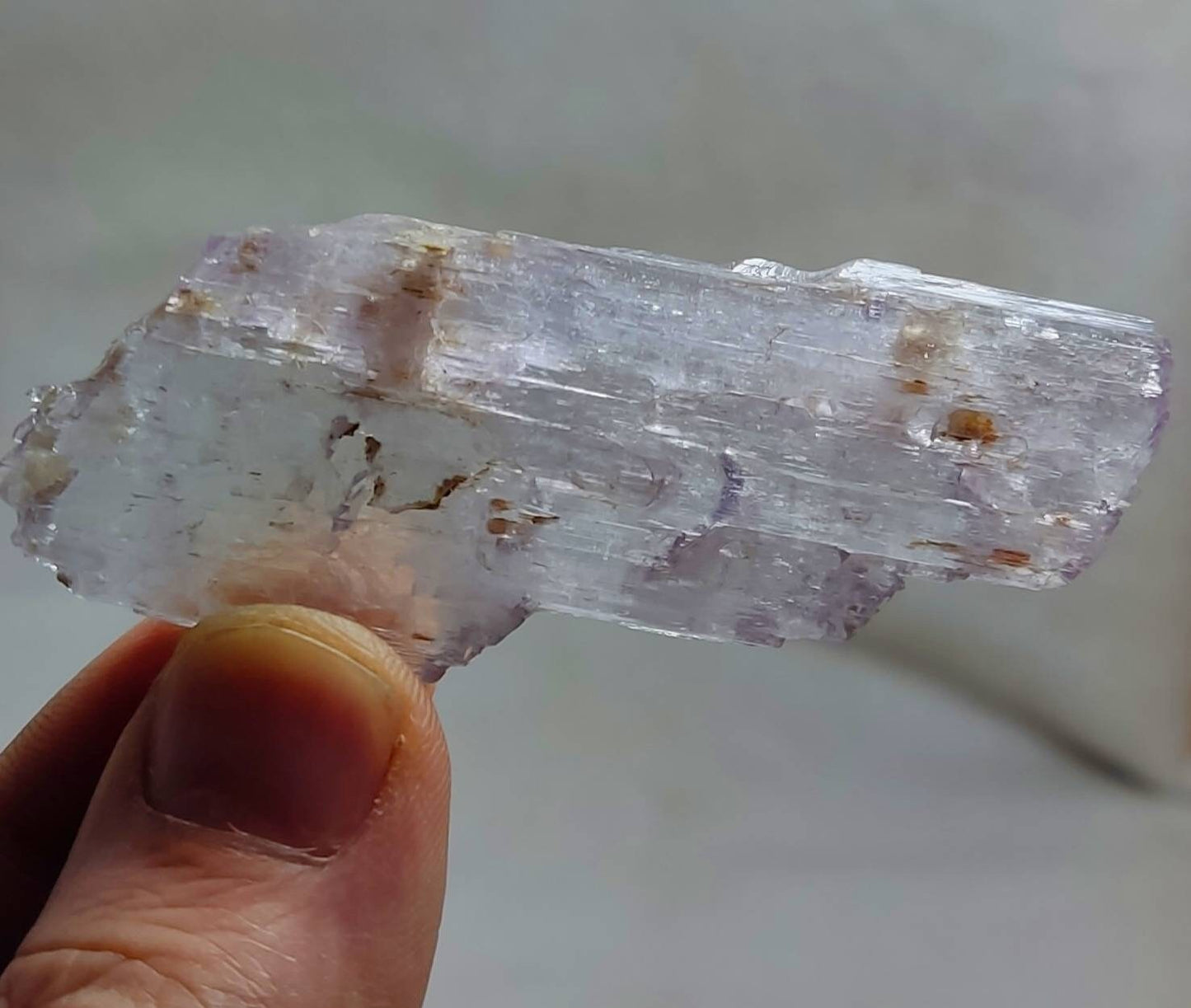 Bicolor spodumene kunzite crystal 29 grams