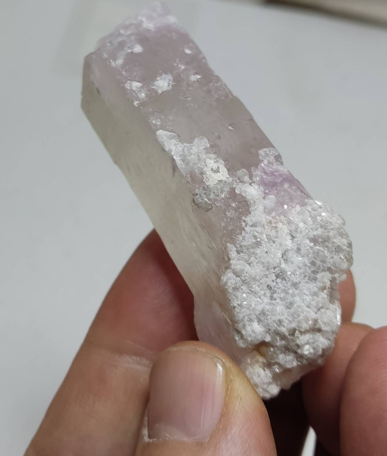 Terminated bicolor crystal of specimen spodumene 66 grams