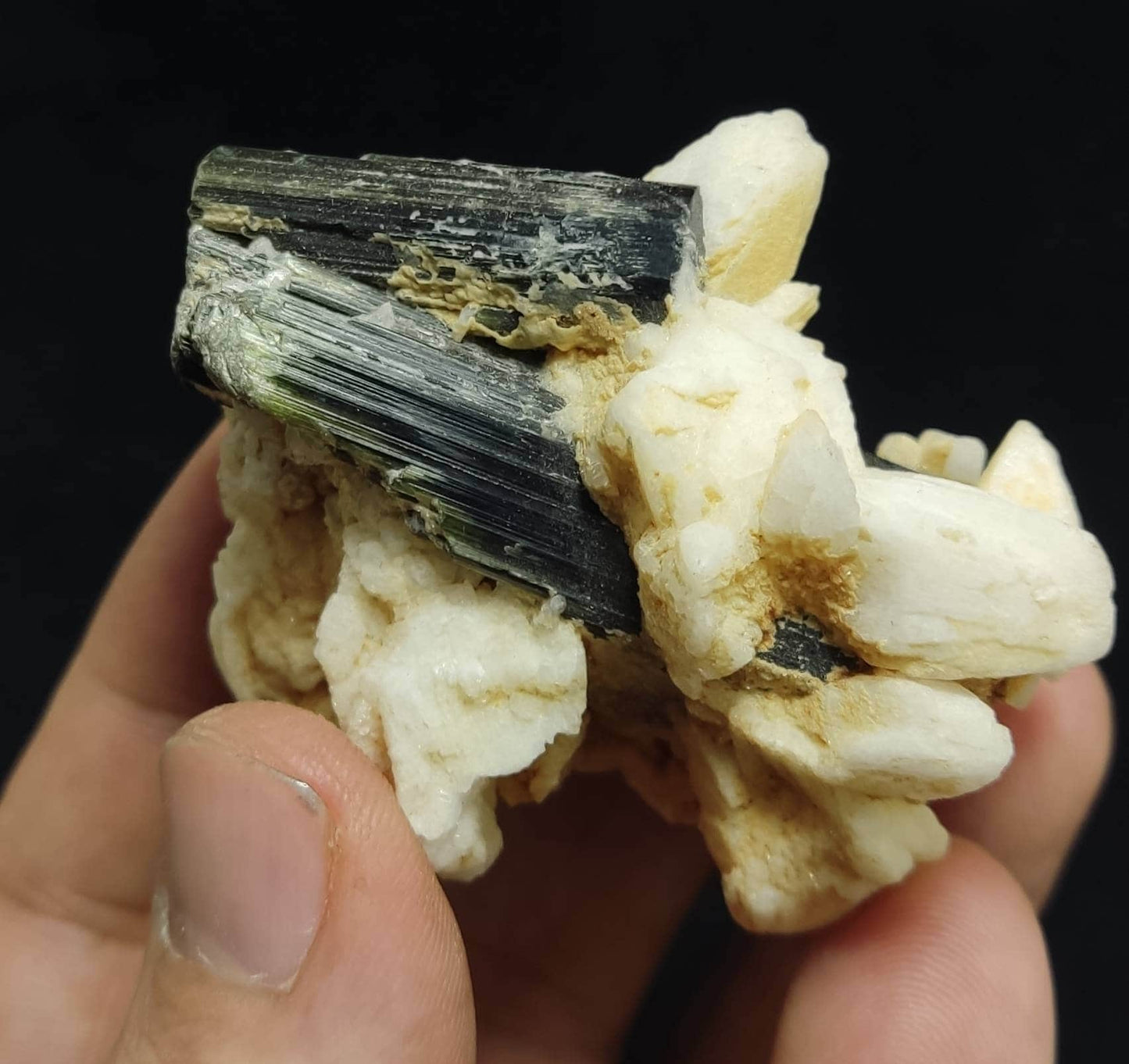 An Aesthetic Natural Tourmaline crystals specimen with Albite 84 grams