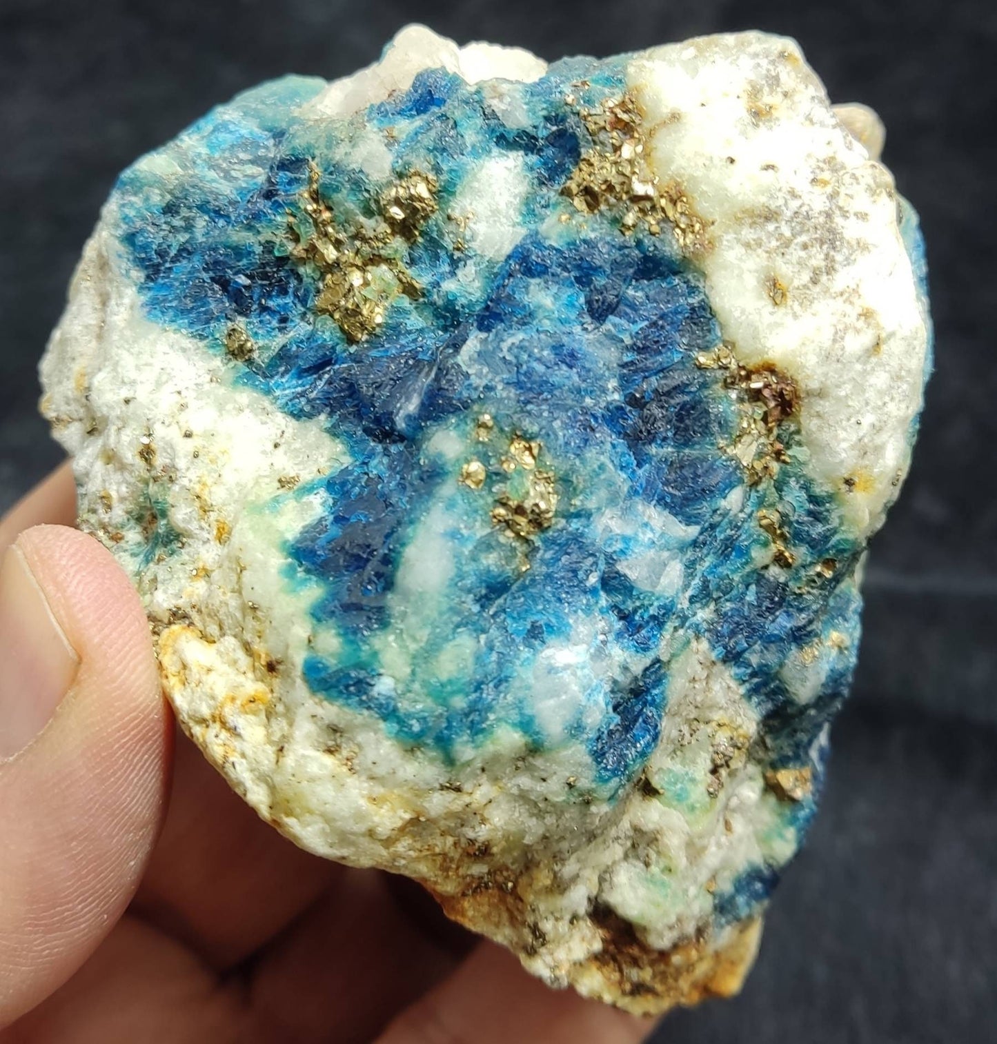 Fluorescent Minerals Lazurite in matrix with pyrite rough specimen 415 grams