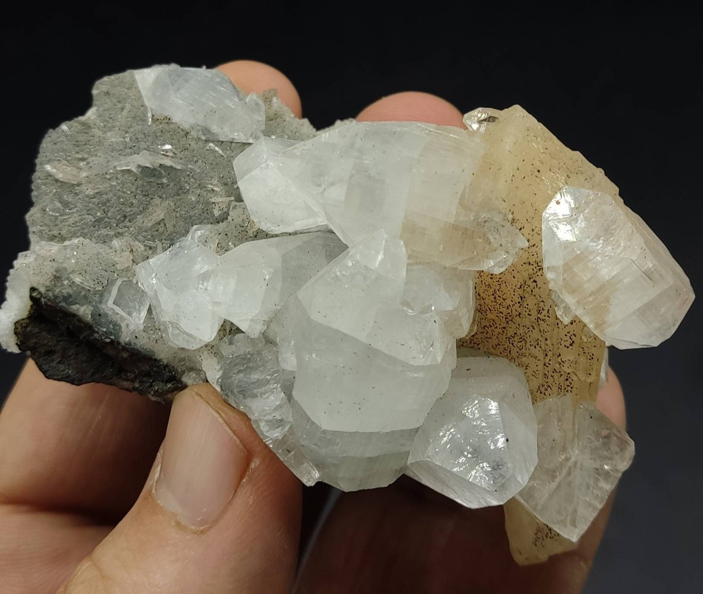 Apophyllite with stilbite and chalcedony 134 grams