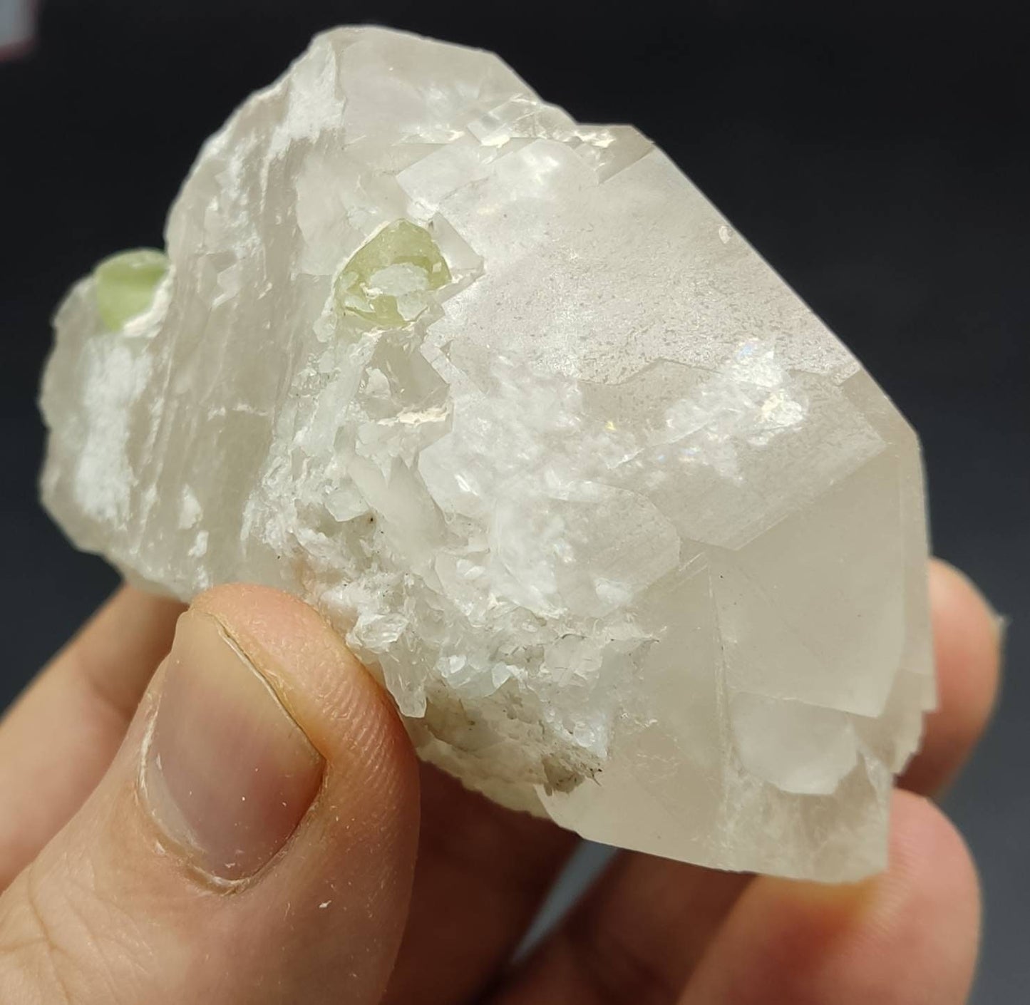 An amazing beautiful specimen of green Tourmaline crystal embedded in skeletal light smoky quartz 180 grams