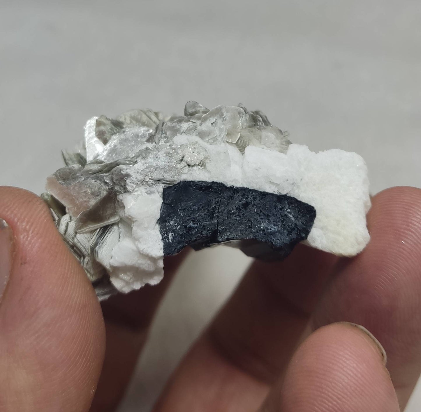 Muscovite on matrix with black tourmaline 60 grams