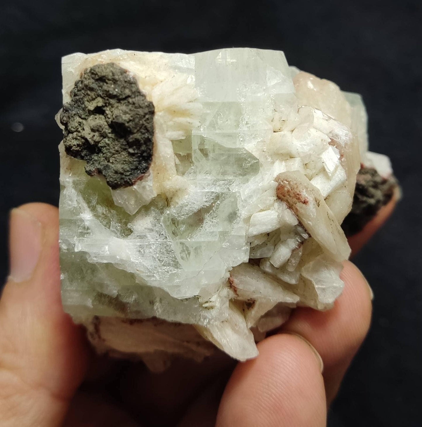 An aesthetic specimen of apophyllite with associated stilbite 237 grams