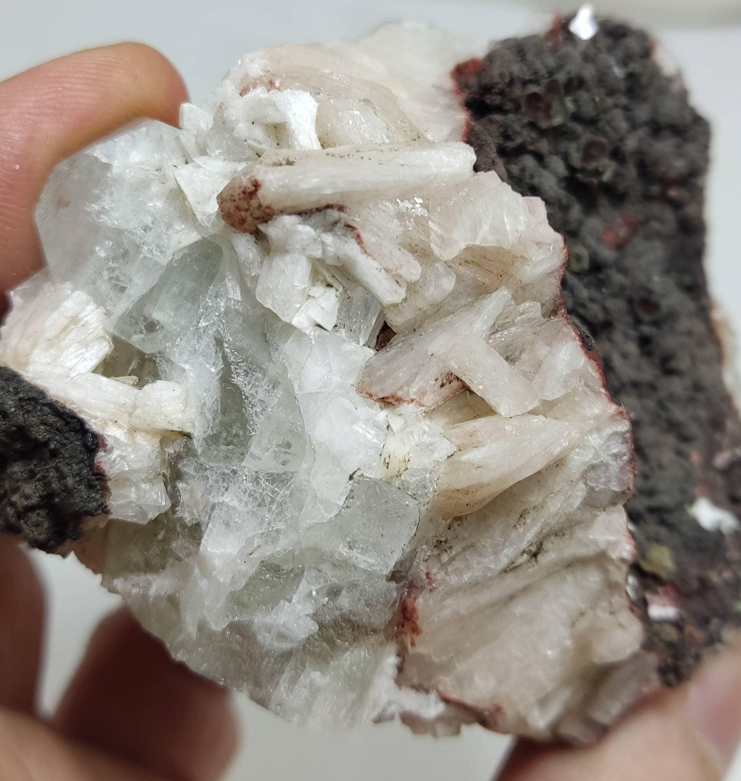 An aesthetic specimen of apophyllite with associated stilbite 237 grams