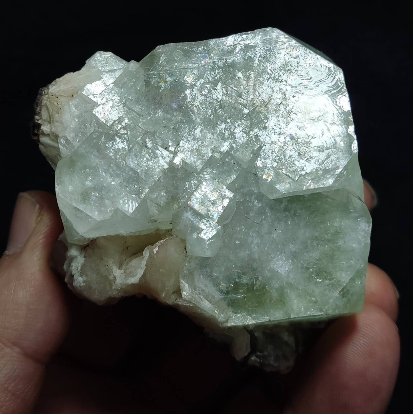 An aesthetic specimen of apophyllite with associated stilbite 237 grams