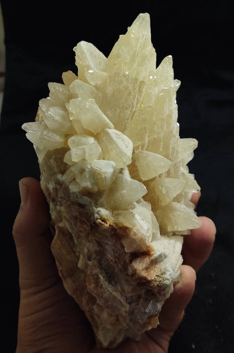 Dogteeth calcite crystals cluster cabinet size 2200 grams