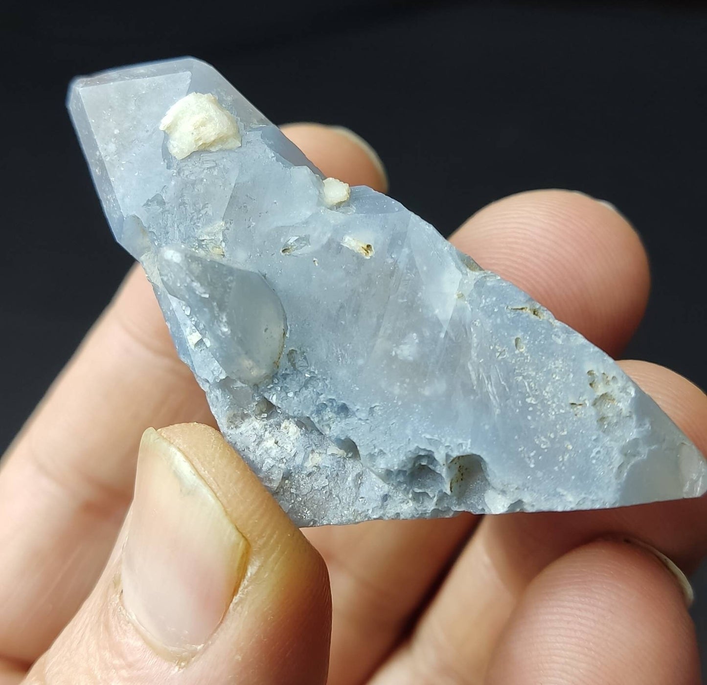 Indicolite tourmaline included Quartz Crystal 33 grams