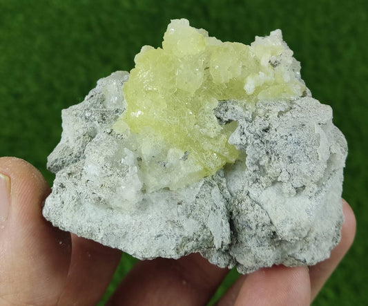 Natural yellow color Brucite on matrix 147 grams