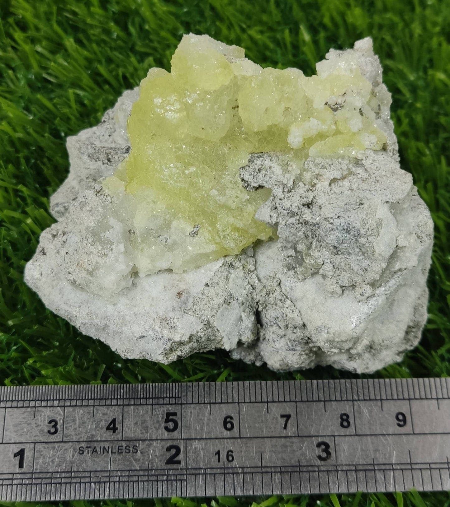 Natural yellow color Brucite on matrix 147 grams