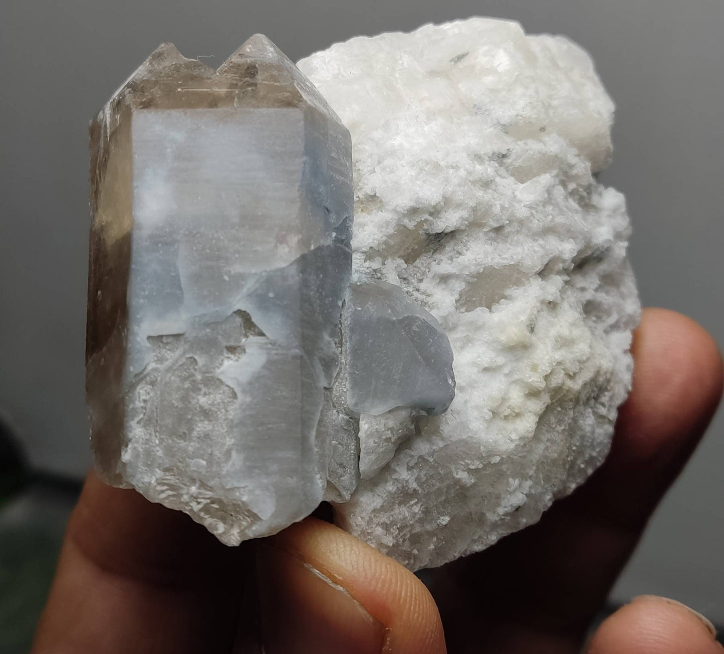 Indicolite tourmaline included Quartz Crystals in matrix an aesthetic specimen 105 grams