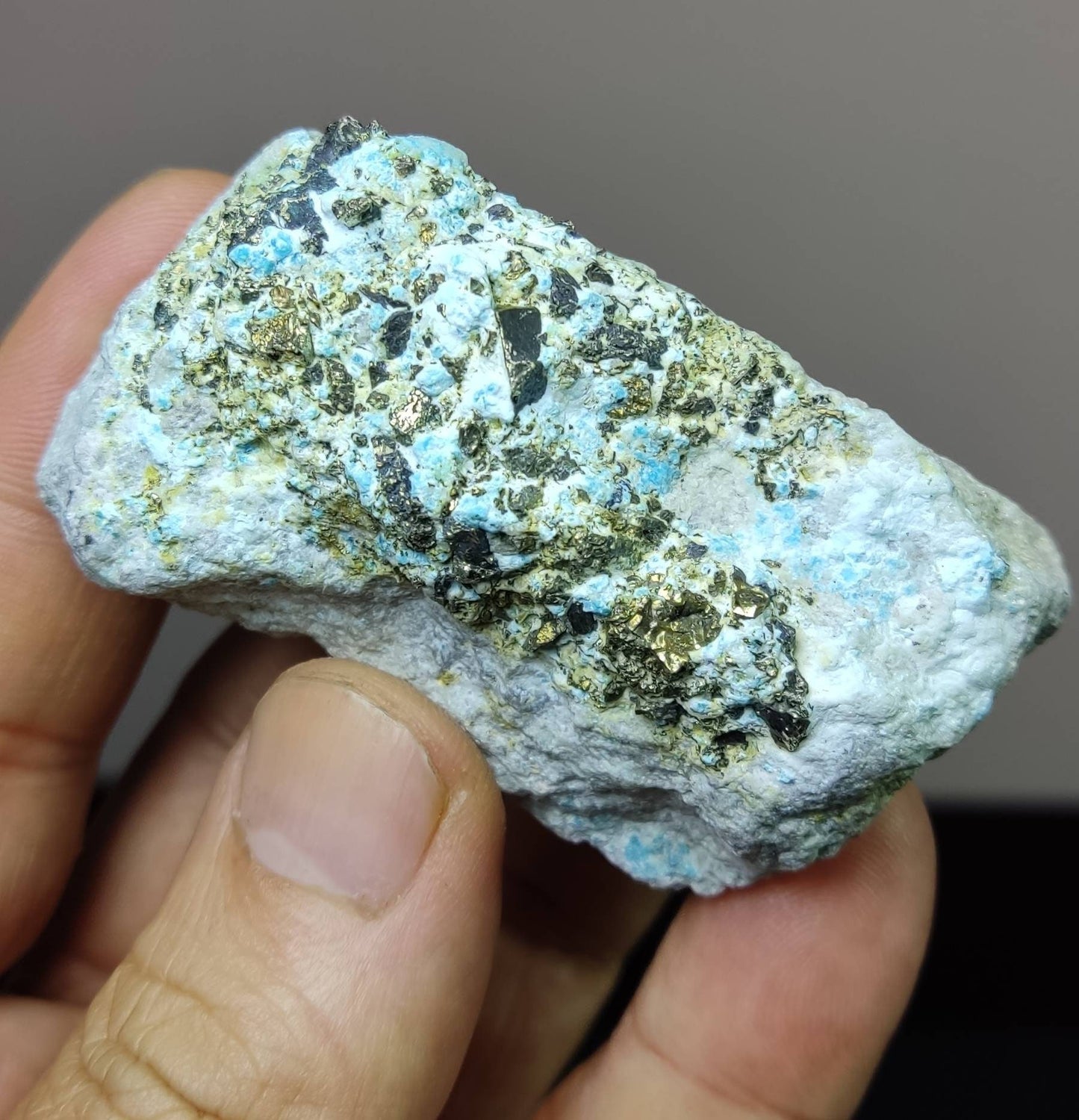 Natural rough turquoise in matrix with Pyrite 101 grams
