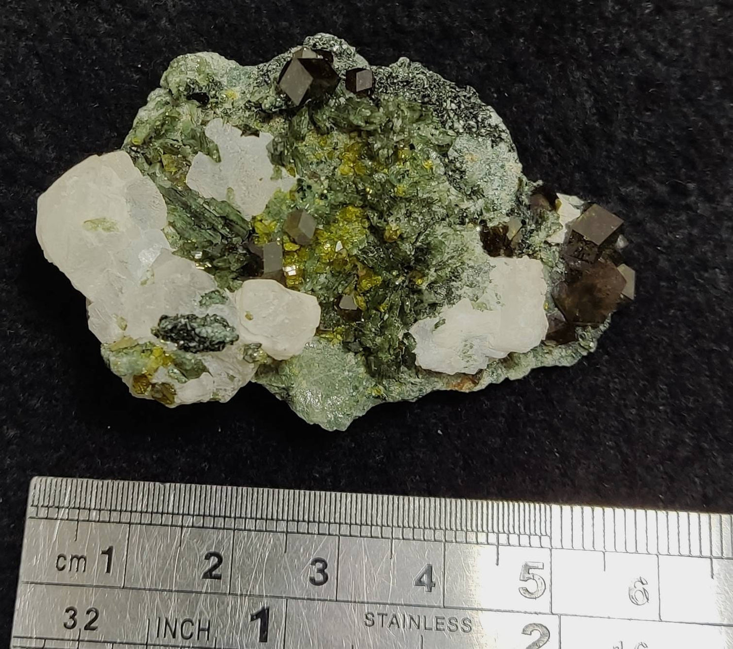 Andradite garnet crystals on matrix with epidote, diopside and calcite aesthetic specimen 51 grams